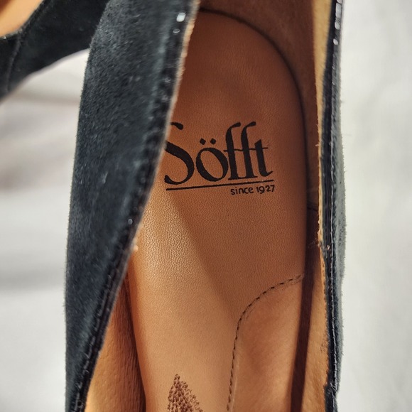 Sofft Black Leather Womens Heels 7.5 Comfort Pumps Flower - Picture 5 of 10